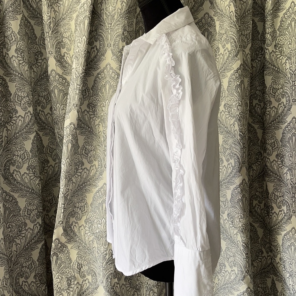 Ruffled Sleeve White Button Down - image 6